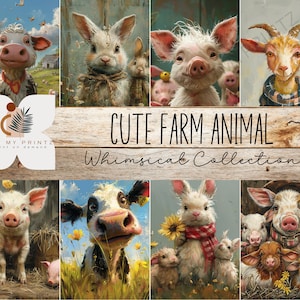 Animali da fattoria stravaganti, 36 stampe PNG, 12 clipart, download digitale, uso commerciale, diari spazzatura, download digitale, album, 8,5"x11"