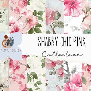 24 Pink Watercolor Floral Digital Paper Seamless Shabby Chic Instant Printable   Download Wildflower Scrapbook Junk Journal Paper PNG CU