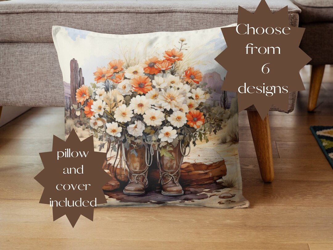 Boho Western Throw Pillow, Western Pillow, Southwest Pillow, Landscape ...
