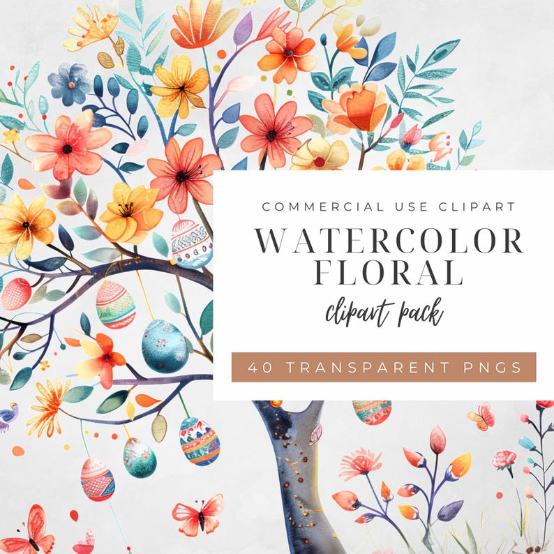 Watercolor Easter PNG Bundle | Transparent Spring Clipart | Bunny ...