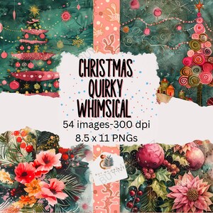In My Christmas Quirky Whimsical Era Sheets, 54 PNG Graphics, Xmas Greens, Whimsy Santa, Christmas Tree, Instant Download Junk Journal, CU