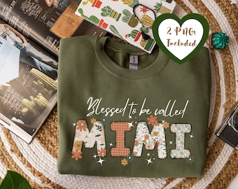 Blessed to be called Mimi PNG, Mimi digital file, Boho floral grandma sublimation downloads, grandma shirt mother's day clipart file, CU
