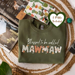 Gesegnet, genannt Mawmaw PNG, Mawmaw digitale Datei, Boho Blumen Oma Sublimation Downloads, Oma Shirt Muttertag Clipart Datei, CU