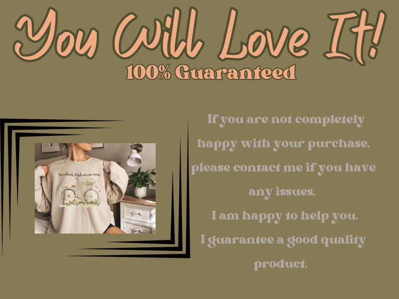May include: A beige sweatshirt with the text "Two wheels, good times, are no crime" and a bicycle graphic. The text is in a black font. The sweatshirt is being modeled by a person.