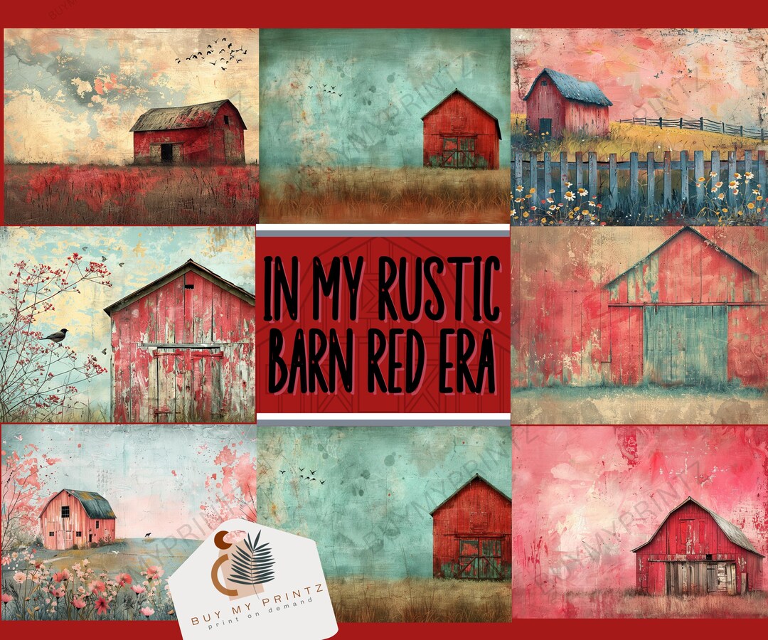 In My Rustic & Rural Red Farm Era Digital Backgrounds, 20 Farm ...