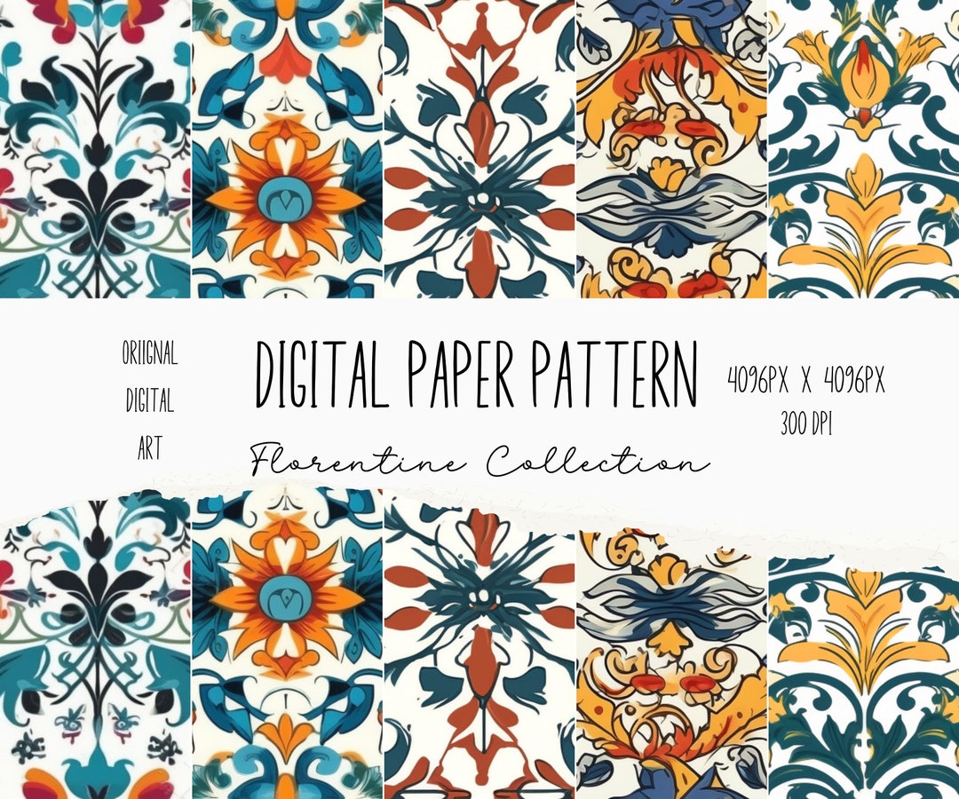 25 Sheet Printable Florentine, Digital Paper Decoupage, Decorative ...