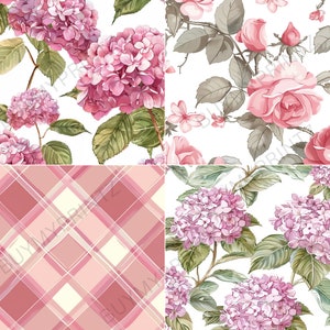 Watercolor Vintage Pink Floral Printable Paper Seamless Shabby Chic ...