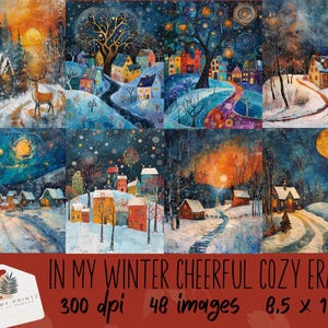 Nei miei fogli invernali allegri e accoglienti, Pine PNG, 48 grafiche natalizie neutre ad acquerello, Cottagecore, download immediato di Junk Journal, CU
