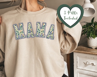 Mama bloemenprint PNG ontwerp, trendy Mama Varsity Png, Faux borduurwerk Png, grappige Mama Png, Mama sublimatie ontwerpen, digitale download