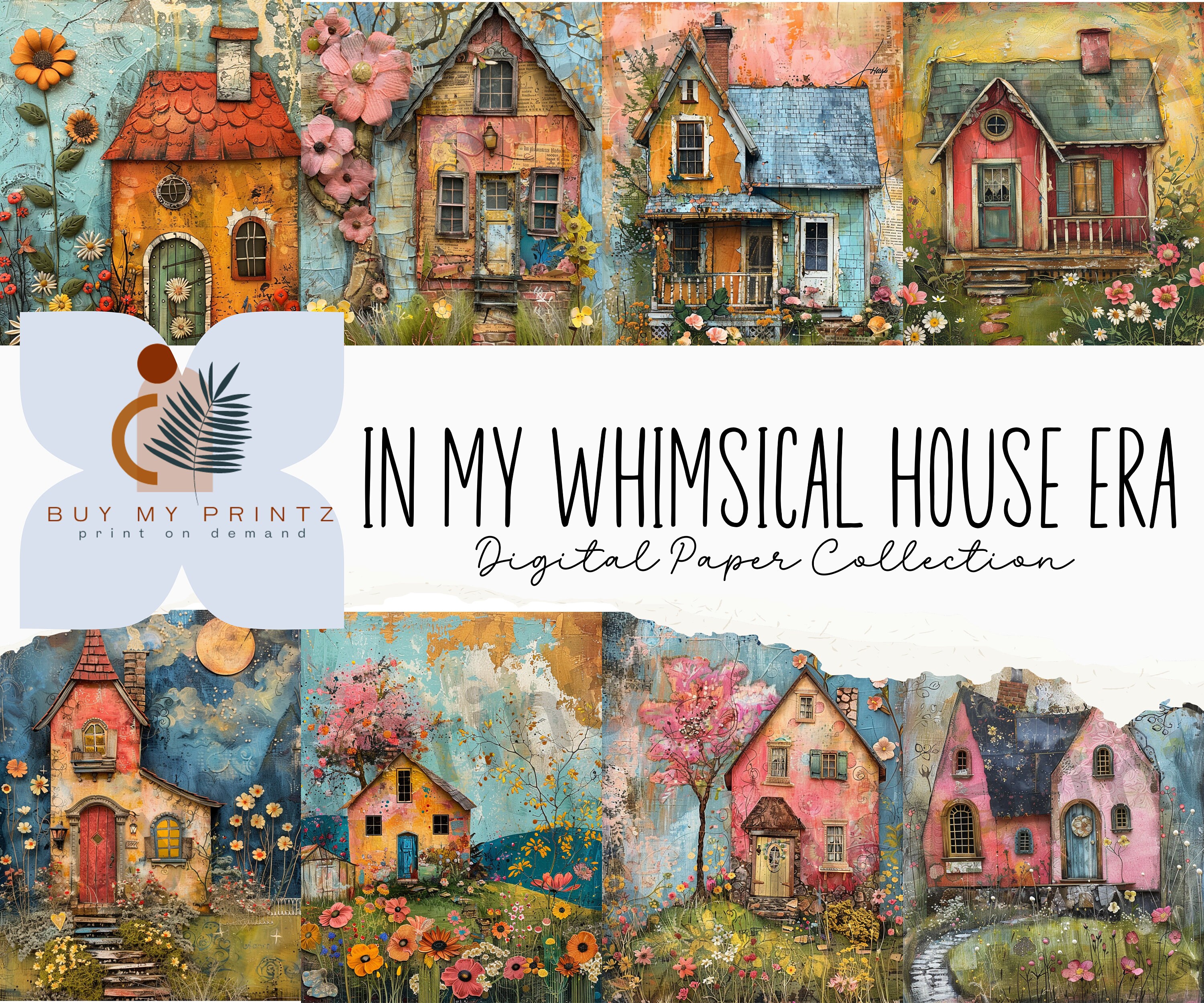 In My Whimsical Houses Era Printable Art Pages, Digital Download ...