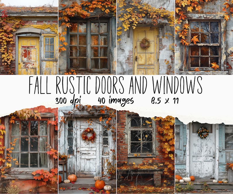 Fall Rustic Doors and Windows Background Papers, 40 Old Door Windows ...