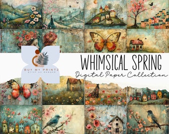Whimsical Pastel Digital Paper Pack Printable Watercolor Collage Sheets for Junk Journal Mixed Media Art Scrapbooking Paper Instant Download