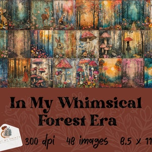 48 papiers numériques de mon époque lunatique de la forêt, téléchargement immédiat de la forêt enchantée, impression des bois, journal indésirable, scrapbooking, PNG, CU