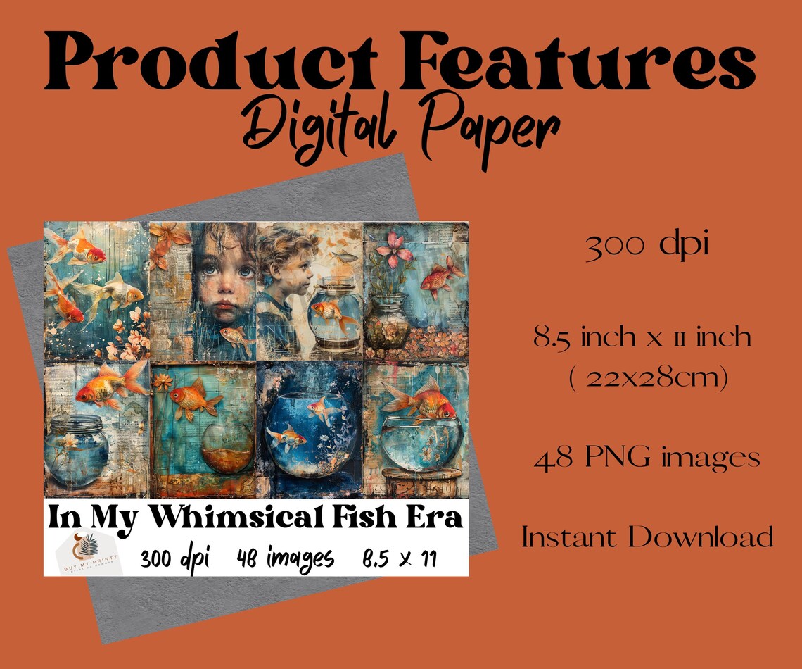 In My Whimsical Fish Era Sheets, 48 PNG Graphics, Surreal Whimsy Fish ...