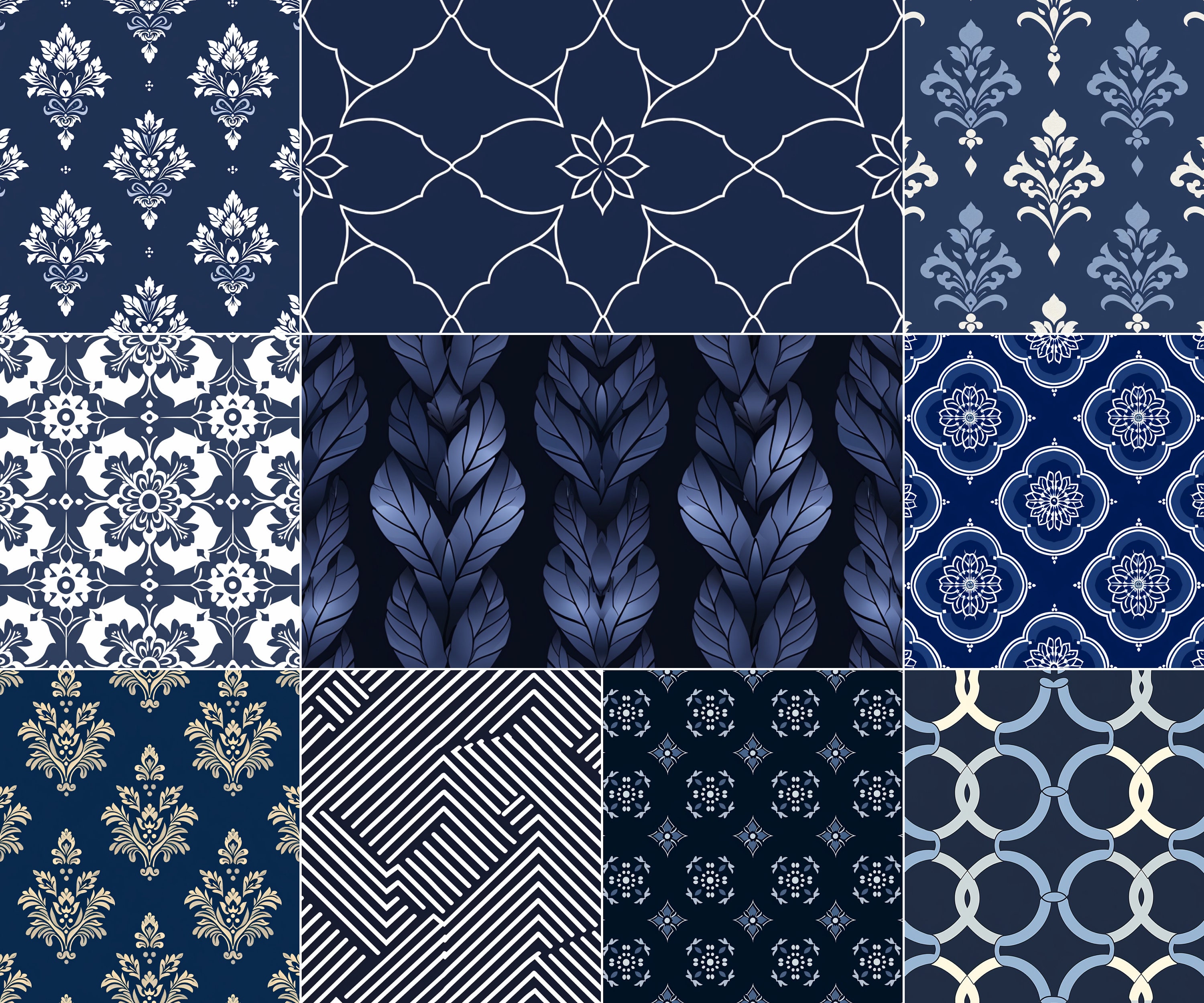 Premium Navy Background Digital Papers, Navy Seamless Pattern, Vintage ...