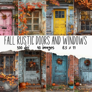 Fall Rustic Doors and Windows Background Papers, 40 Old Door Windows, Commercial Use, Junk Journals, Digital Download, Scrapbook, 8.5&quot;x11&quot;