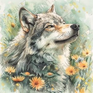 8 Wolf in Nature Clipart, Printable Watercolor High Quality PNGs, Digital download, Scrapbook, High resolution, Paper crafts, junk journals
