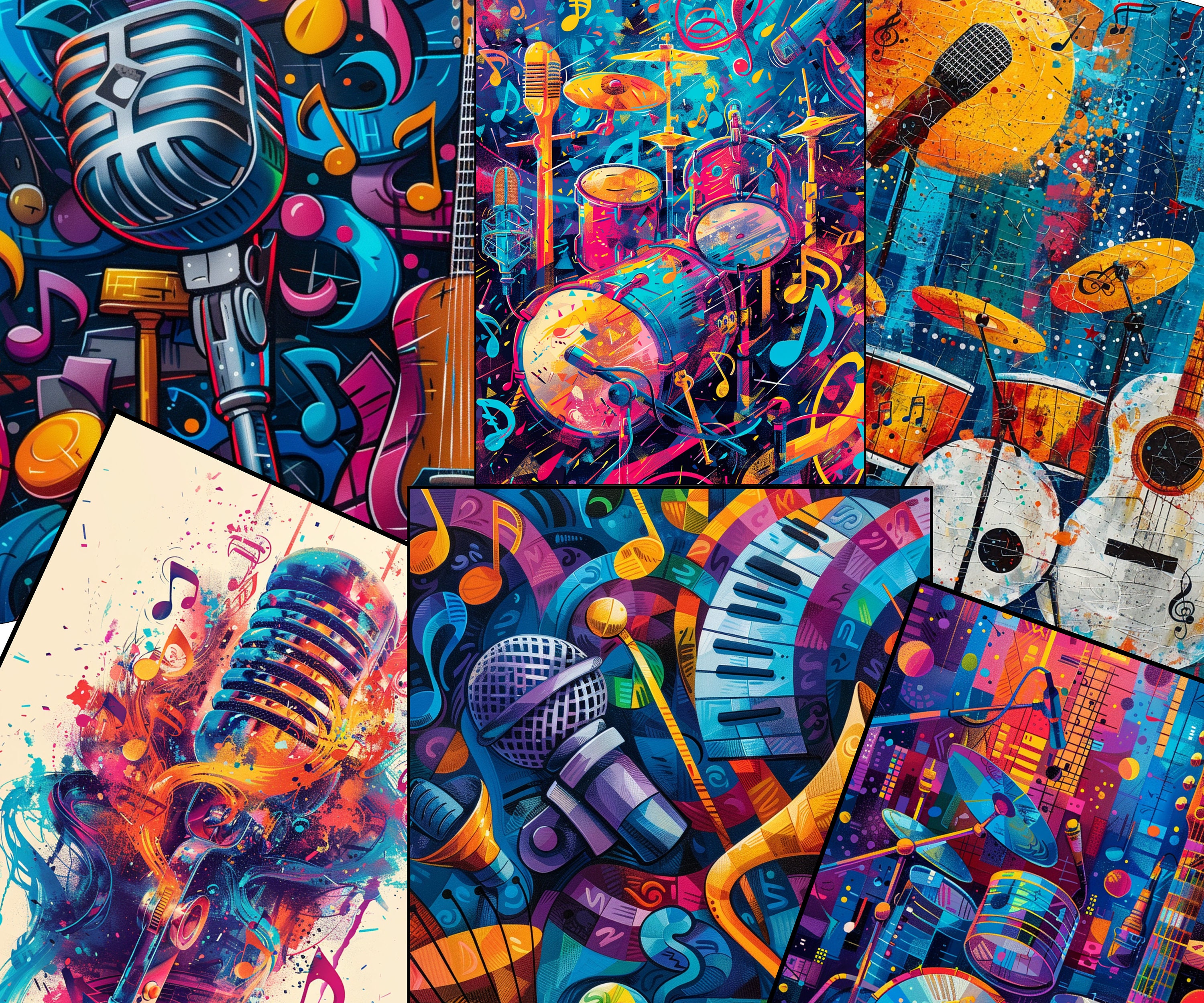 Musical Band Pattern Digital Printable Paper Pack, Animation Themed ...