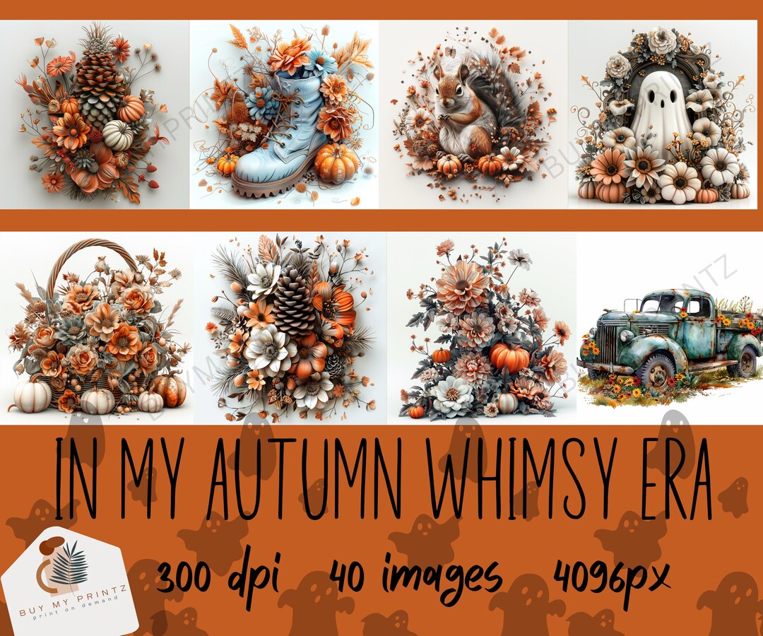 In My Autumn Whimsy Era Sheets, 24 Mixed Media Watercolor Junk Journal ...