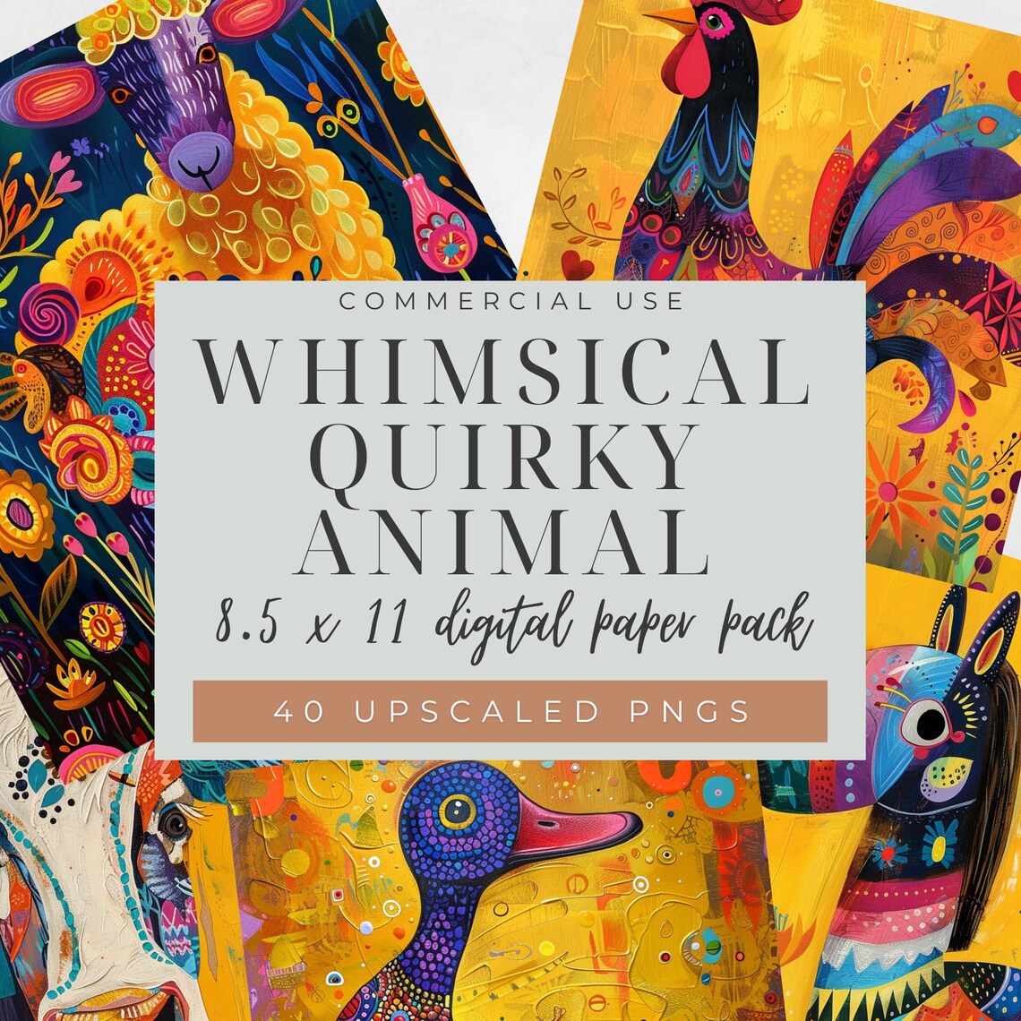 Whimsical Quirky Farm Animal PNG Bundle Cute Animal Digital Animal ...