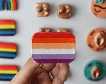 LGBT magnet / Clay/ pride magnet / Pide gift/ rainbow magnet / handmade magnet/ Lgbt flag magnet / lgbt flag/ lesbian flag