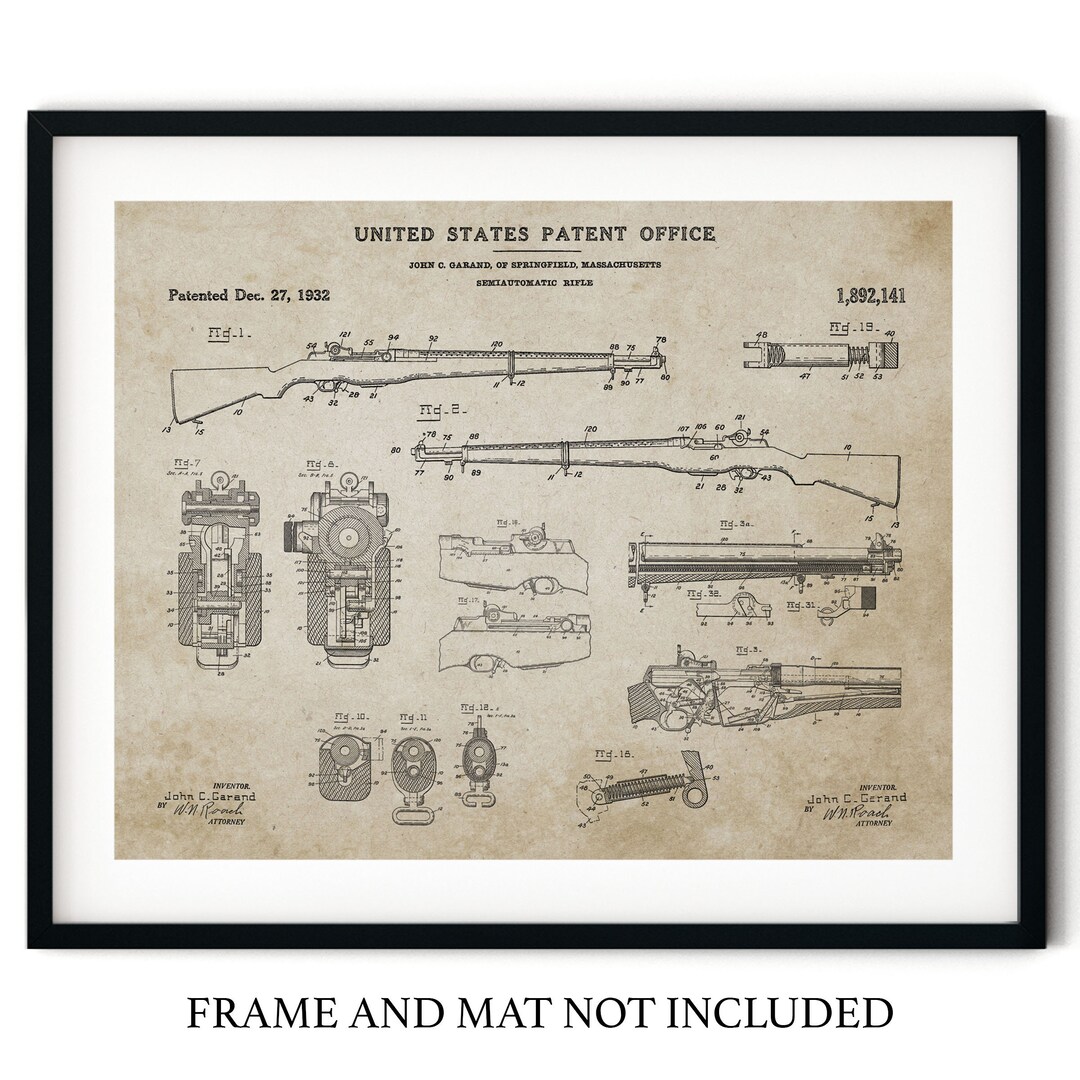 M1 Garand World War 2 Wall Art Print 14x11 UNFRAMED US Militarythemed