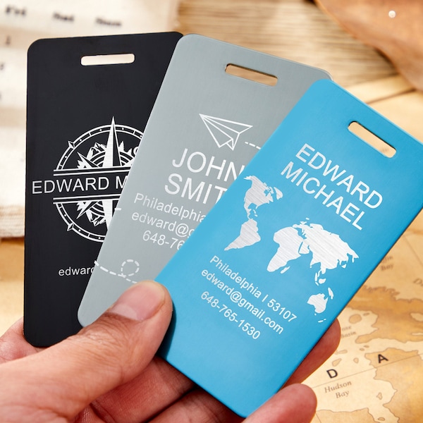 Luggage Tags Personalized Metal Etsy