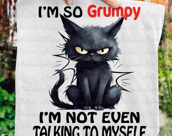 Grumpy Cat Tshirt Funny Cat Lover Gift Black Cat Shirt Humorous Cat Mom Tee Moody Kitten Shirt I'm So Grumpy I'm Not Even Talking To Myself