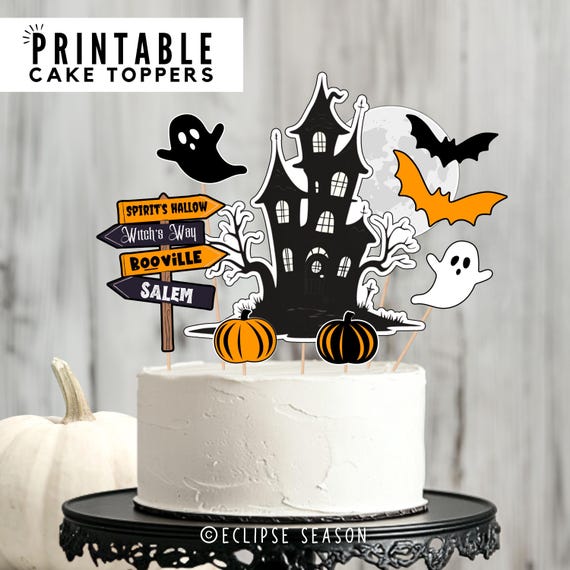 Décorations Pour Gâteau D'Halloween - Fantôme, Citrouille, Maison Hantée, Sur Cure-dents (lot De 8)