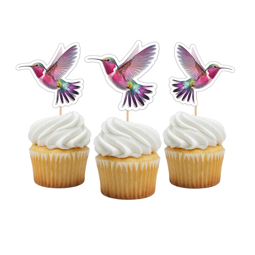 Hummingbird Cupcake Toppers for Granmother Bird Cake Toppers Etsy