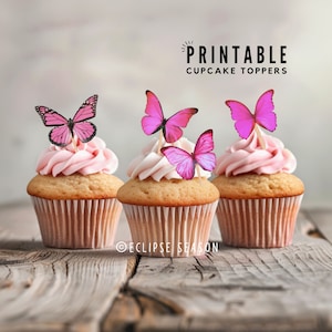 Butterfly Wedding Cake Stand Decorations Pink Butterfly Cup Cake Toppers, Butterflies for Wedding Cake, PRINTABLE CAKE TOPPER