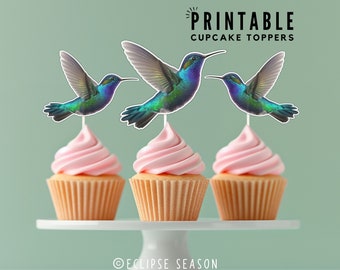 Hummingbird Cake Topper PRINTABLE Mum Hummingbird Cupcake Decorations Mothers Day Hummingbird PNG Clipart Handmade Baking Gift For Mom