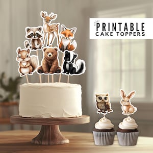 Woodland Creature Cake Topper, Forest Animal Cutout, Woodland Theme Birthday Party Centrepiece, Woodland Animals Cake Decorations, PRINTABLE