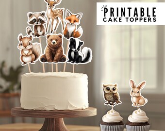 Woodland Creature Cake Topper, Forest Animal Cutout, Woodland Theme Birthday Party Centrepiece, Woodland Animals Cake Decorations, PRINTABLE