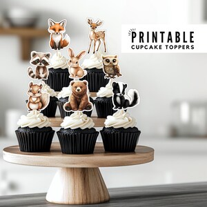 Woodland Cupcake Topper Cutouts Woodland Baby Shower Cake Topper Wild One Forest Animal Birthday Party Decoration PRINTABLE DIGITAL DOWNLOAD