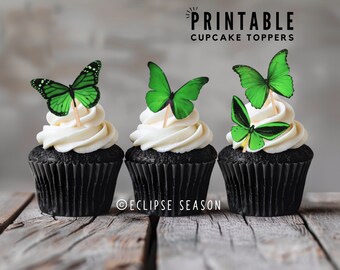 Woodland Baby Shower Centrepiece Cake Topper Green Butterfly Cupcake Decorations Fairy Garden Butterflies Birthday Party PRINTABLE CUTOUTS