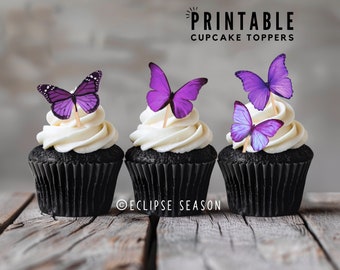 Butterfly Cake Toppers Purple Butterflies Cupcake Birthday Decorations Butterfly Quince Cake Topper Template PRINTABLE CAKE TOPPERS Download