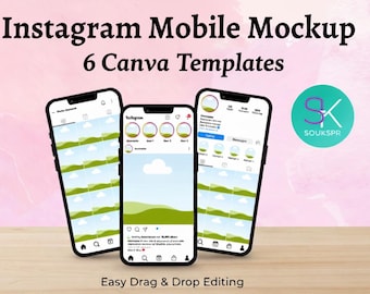 Mockup de Instagram para celular no Canva | Modelo de moldura de celular editável