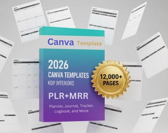 100+ PLR+MRR Canva KDP Templates | 2026 Planner & Logbook Bundle