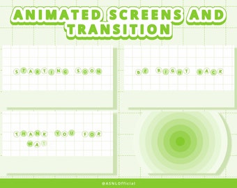 Animated Green Aesthetic Vtuber Webcam Twitch Stream Pack, Stinger, Transition