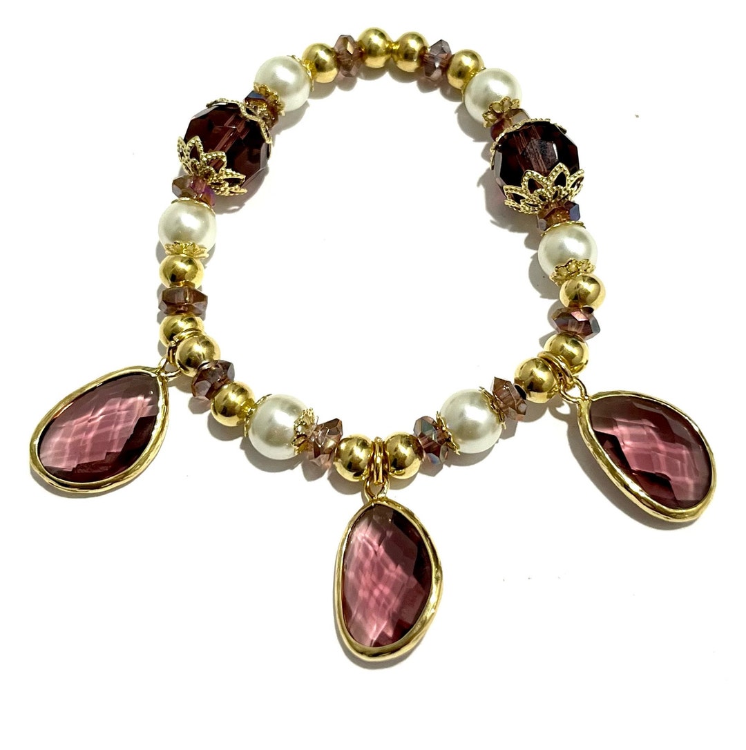 Gold Drop Stretch Bracelet Etsy