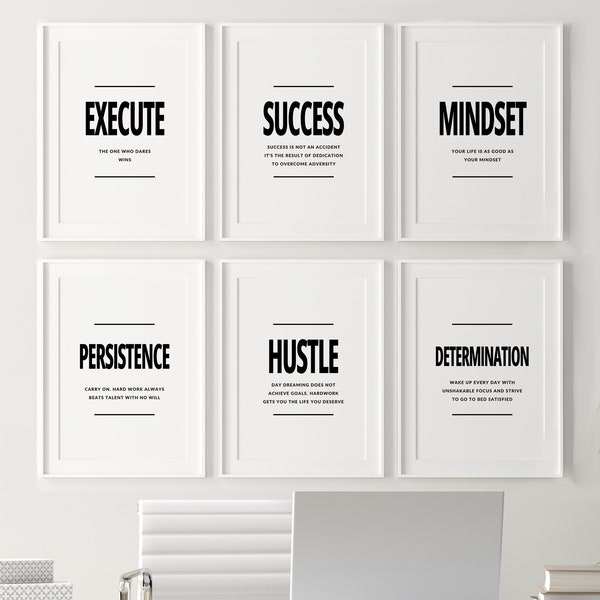 6 Stück Set Motivational Printable Zitate, Hustle, Grind, exekutieren, Erfolg, Art Prints, Bundle Set, Entrepreneur Motivation Sign 2