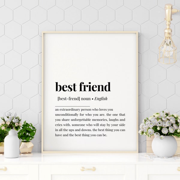 Best Friend Definition Printable, Digital Download Print, Best Friend Gift, Printable Wall Art, Friendship Quote, Best Friend Quote, Bestie