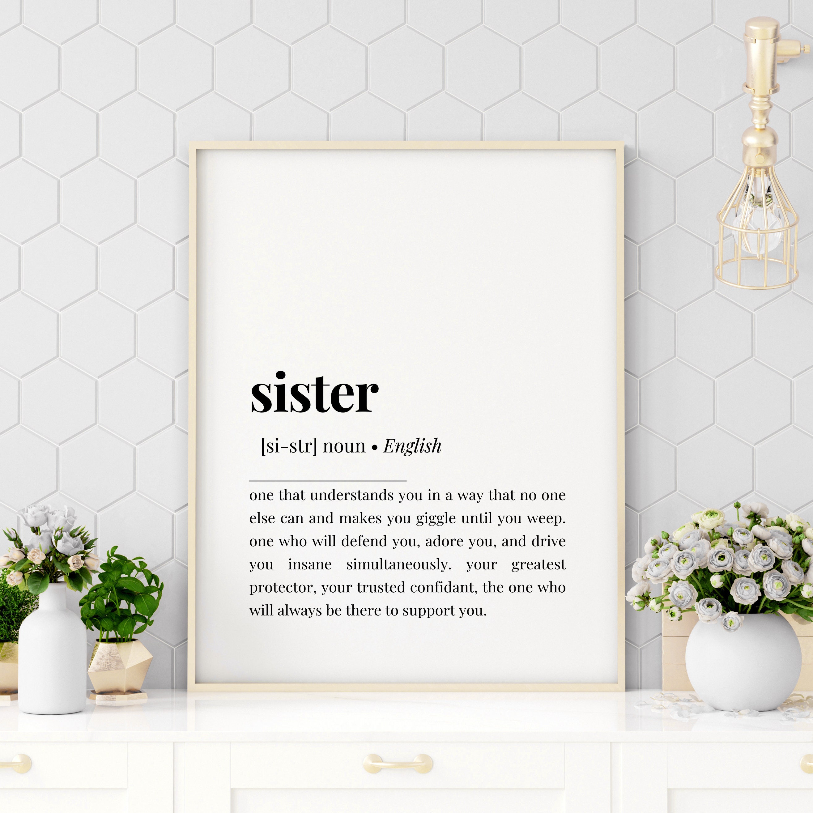 Sister Definition Printable, Digital Download Print, Printable Wall Art