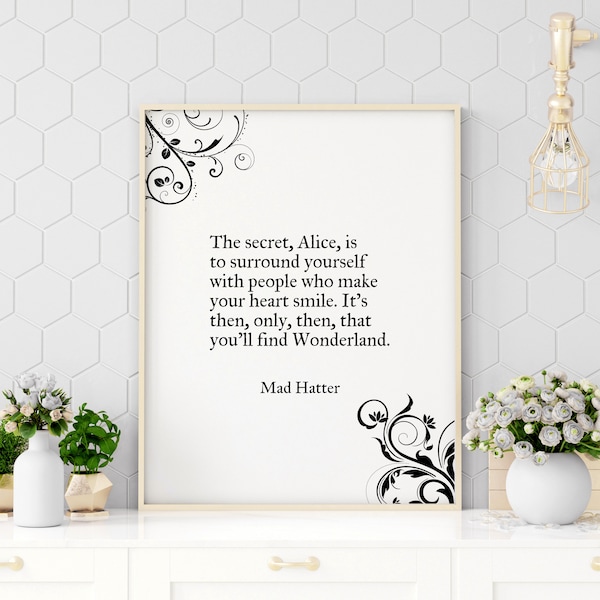 Alice In Wonderland Quote, The Secret Is, Mad Hatter, Printable Quote, Alice In Wonderland Poster, Motivational Quote, Inspirational Quote