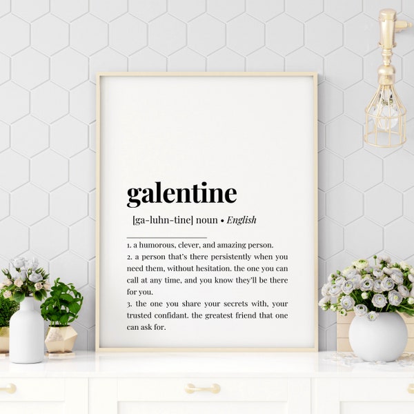 Galentine Definition Printable, Digital Download Print, Printable Wall Art, Best Friend Gift, Printable Gift for Friend, Bestie