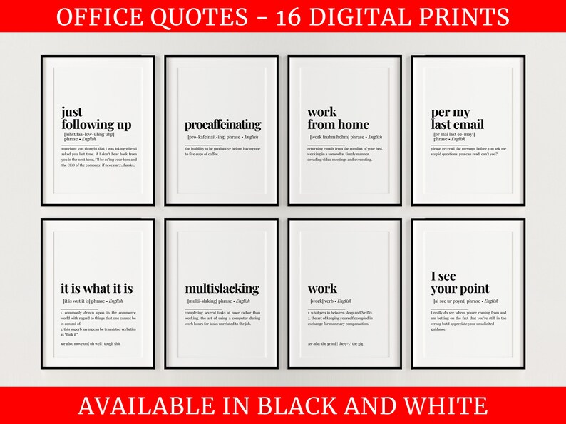 Funny Office Wall Art Set 16 DIGITAL PRINTABLES Funny - Etsy