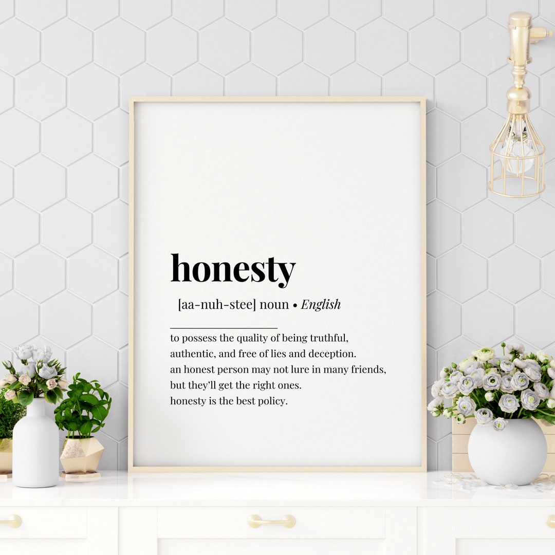 Honesty Definition Printable, Motivational Printable Quotes, Hustle, Grind, Success, Art Prints
