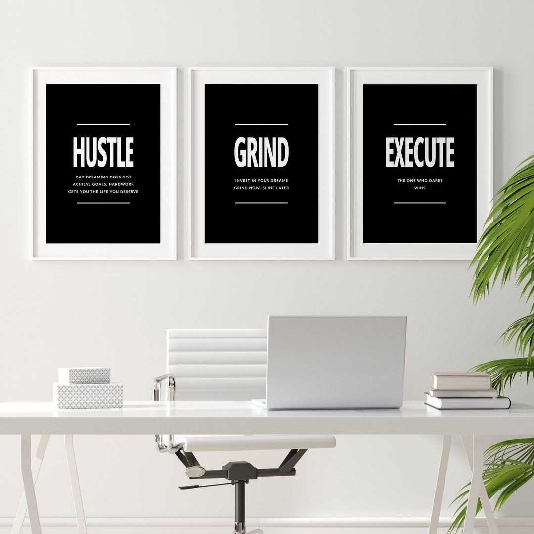 3 Piece Set Motivational Printable Quotes, Hustle, Grind, Execute ...