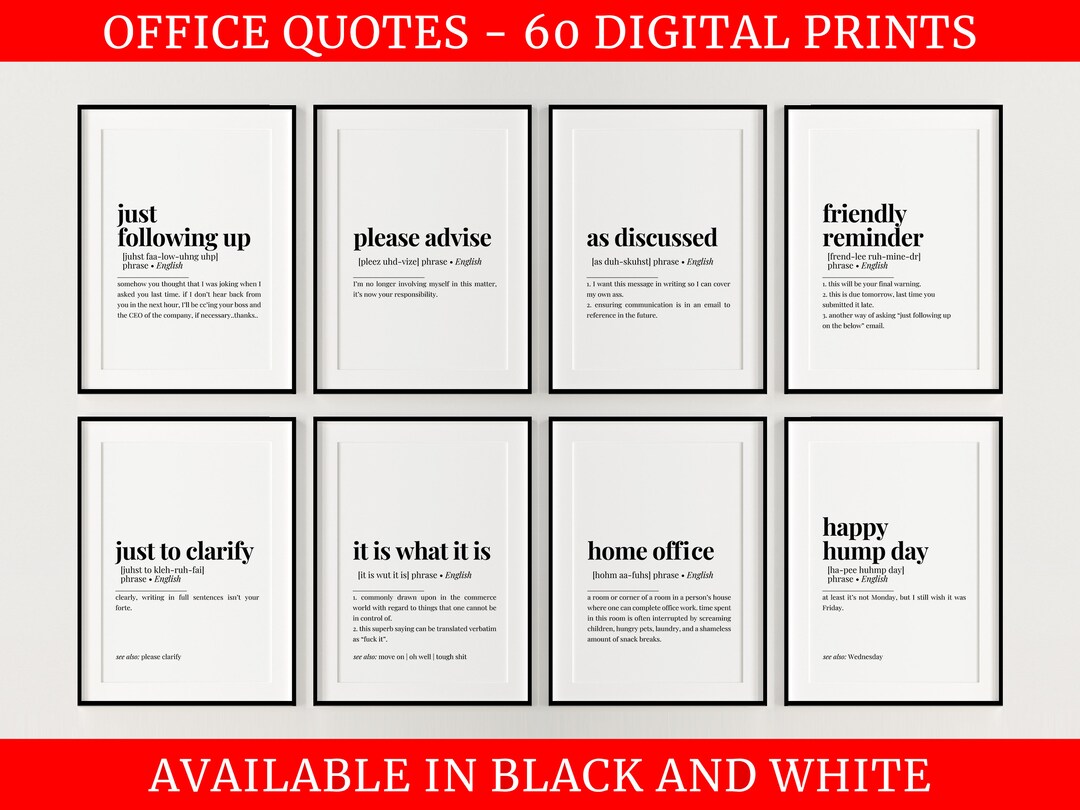 Funny Office Wall Art Set, 60 DIGITAL PRINTABLES, Gallery Wall, Funny ...